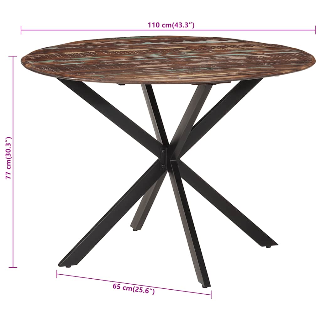 Esstisch Ø110x78 cm Altholz Massiv und Stahl