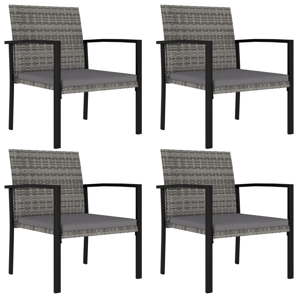 Garten-Essstühle 4 Stk. Poly Rattan Grau