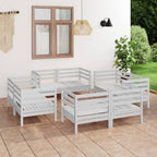 8-tlg. Garten-Lounge-Set Weiß Kiefer Massivholz
