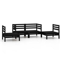 4-tlg. Garten-Lounge-Set Schwarz Massivholz Kiefer