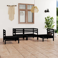 4-tlg. Garten-Lounge-Set Schwarz Massivholz Kiefer