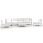 7-tlg. Garten-Lounge-Set Weiß Massivholz Kiefer