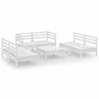 7-tlg. Garten-Lounge-Set Weiß Massivholz Kiefer