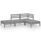 4-tlg. Garten-Lounge-Set Grau Massivholz Kiefer