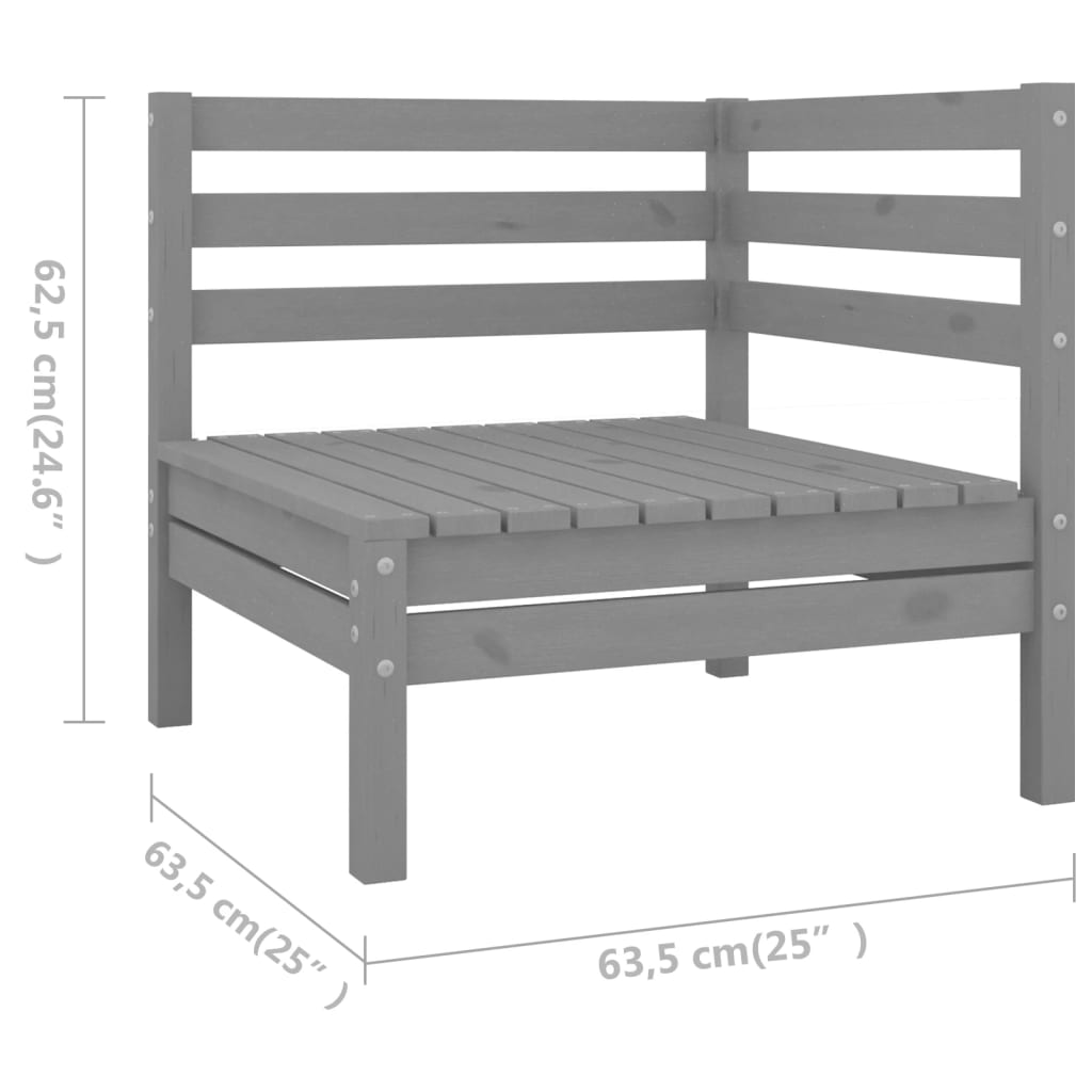 4-tlg. Garten-Lounge-Set Grau Massivholz Kiefer