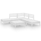 6-tlg. Garten-Lounge-Set Massivholz Kiefer Weiß