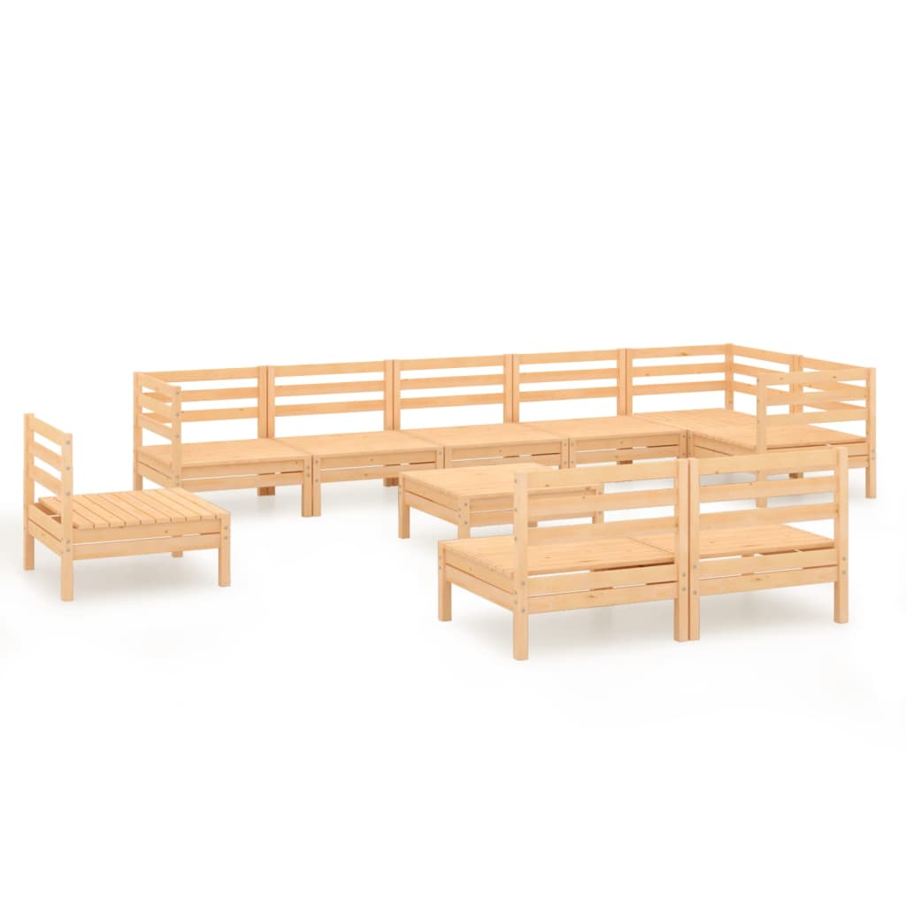 10-tlg. Garten-Lounge-Set Massivholz Kiefer