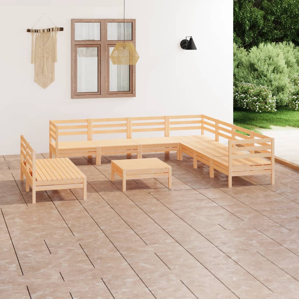 10-tlg. Garten-Lounge-Set Massivholz Kiefer