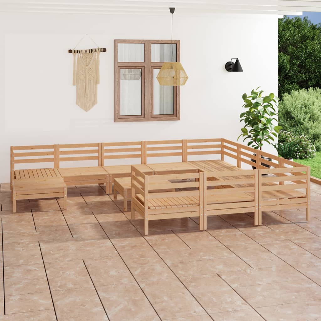 12-tlg. Garten-Lounge-Set Massivholz Kiefer