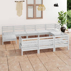 10-tlg. Garten-Lounge-Set Weiß Massivholz Kiefer