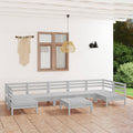 8-tlg. Garten-Lounge-Set Weiß Massivholz Kiefer
