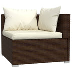 3-Sitzer-Sofa mit Kissen Braun Poly Rattan
