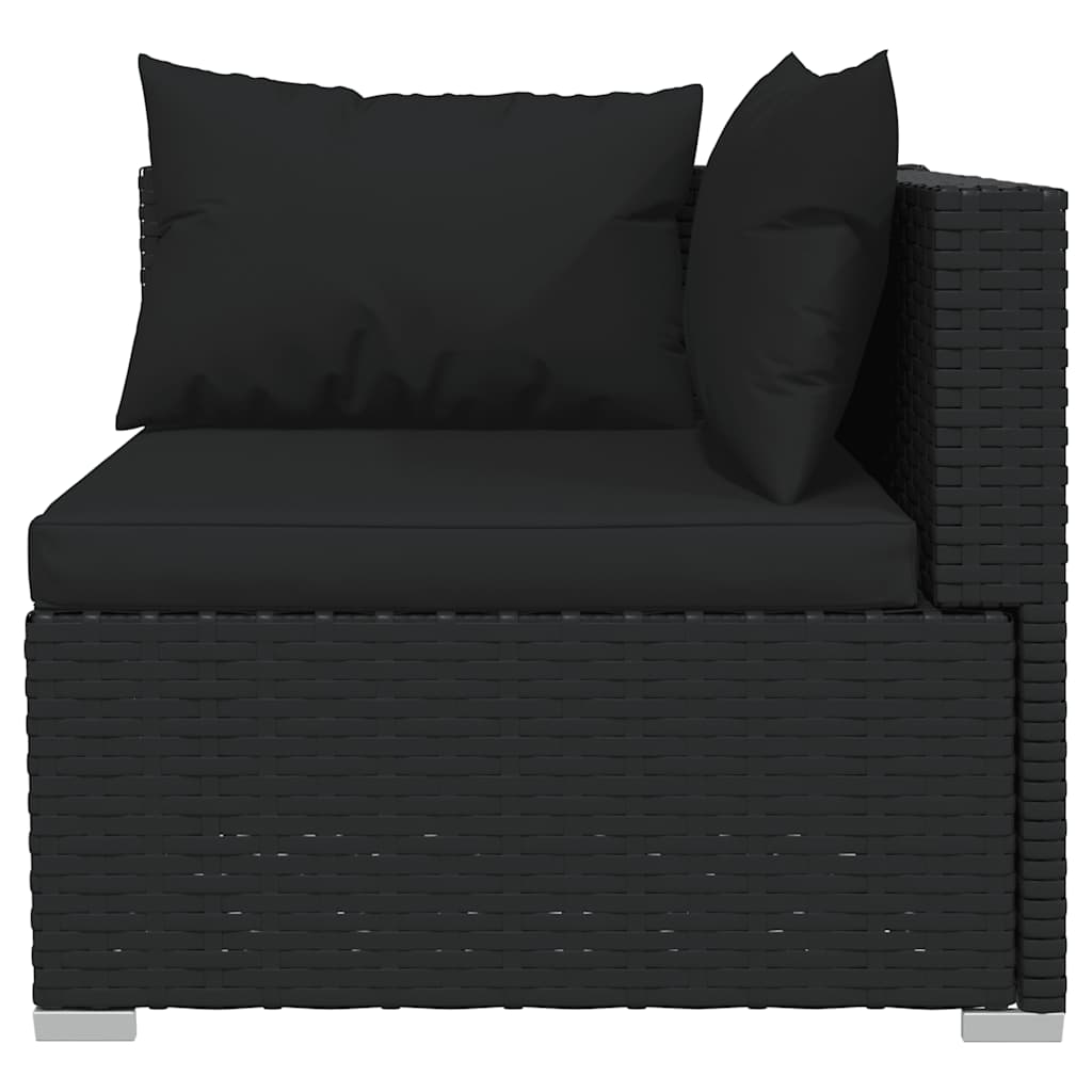 4-tlg. Garten-Lounge-Set mit Auflagen Schwarz Poly Rattan