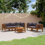 6-tlg. Garten-Lounge-Set mit Auflage Massivholz Akazie