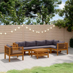 7-tlg. Garten-Lounge-Set mit Auflage Massivholz Akazie
