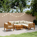 7-tlg. Garten-Lounge-Set mit Creme Kissen Massivholz Akazie