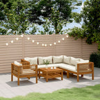 7-tlg. Garten-Lounge-Set mit Creme Kissen Massivholz Akazie