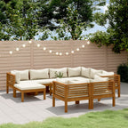 10-tlg. Garten-Lounge-Set mit Creme Kissen Massivholz Akazie