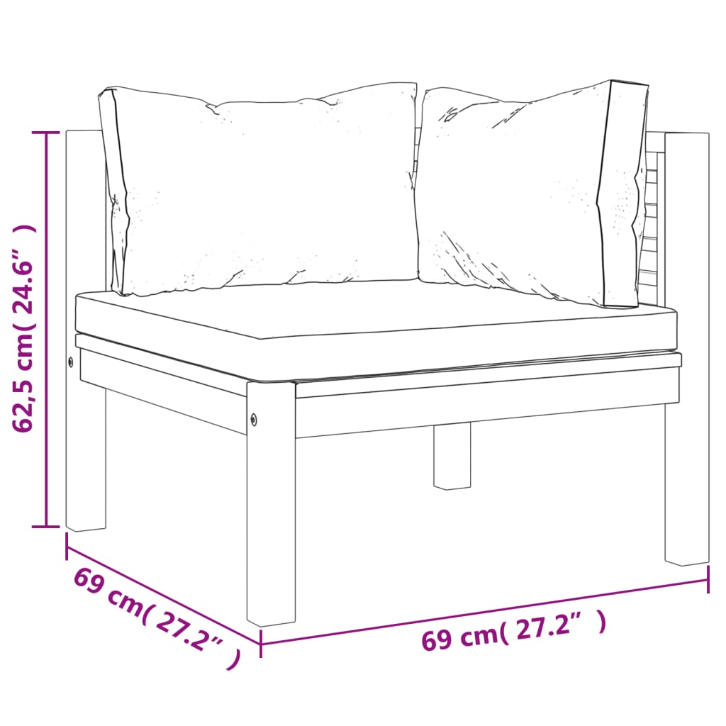 12-tlg. Garten-Lounge-Set mit Creme Kissen Massivholz Akazie