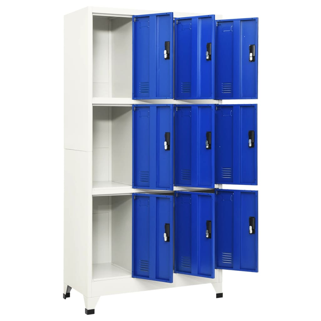 Schließfachschrank Grau und Blau 90x45x180 cm Stahl