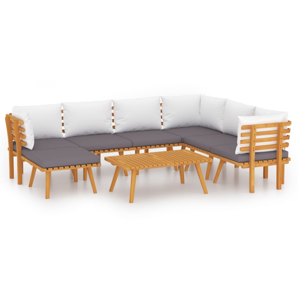 8-tlg. Garten-Lounge-Set mit Kissen Massivholz Akazie