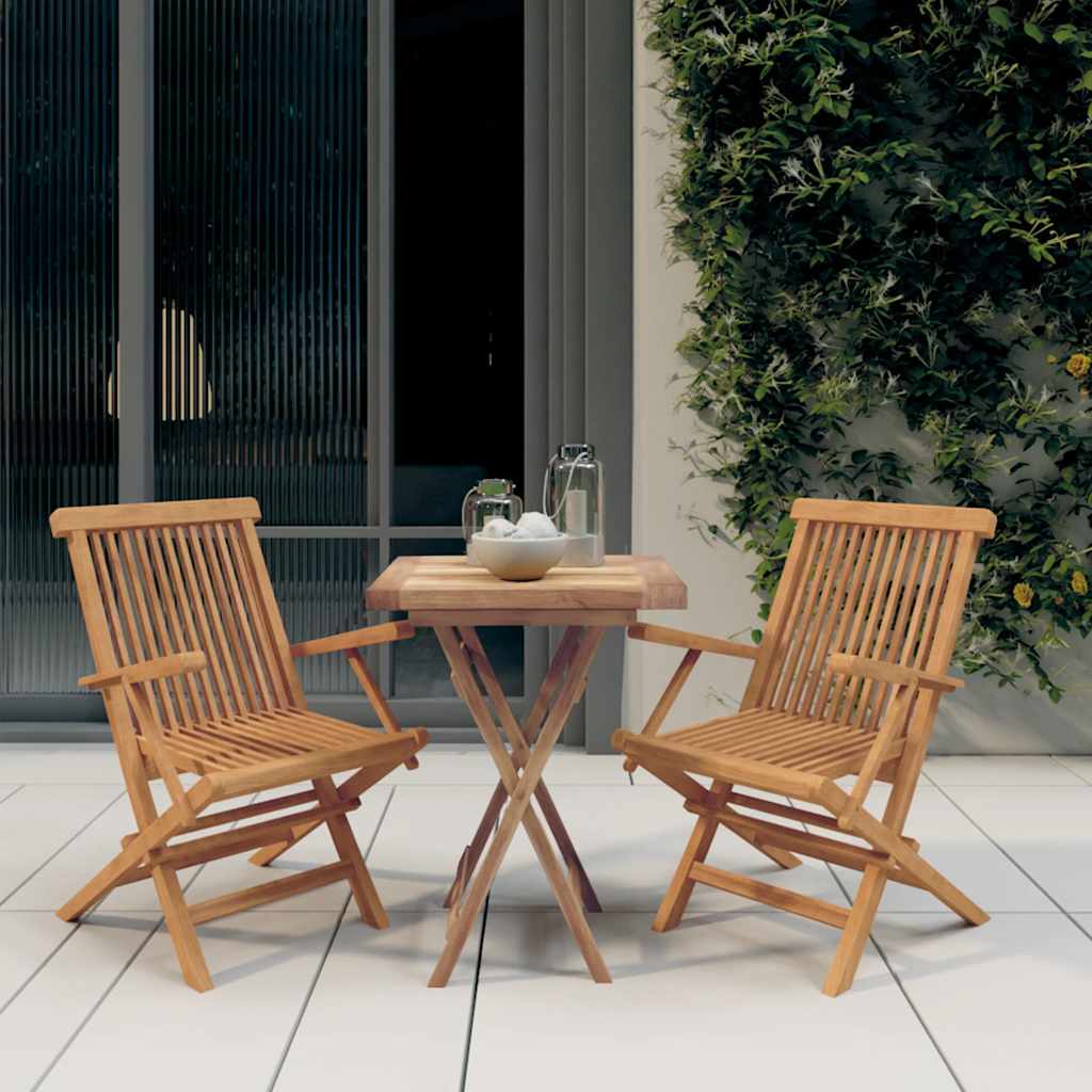 3-tlg. Garten-Essgruppe Massivholz Teak
