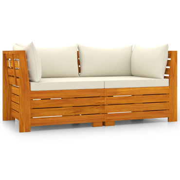 2-Sitzer-Gartensofa mit Kissen Massivholz Akazie