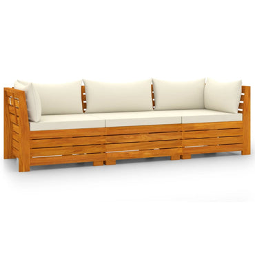 3-Sitzer-Gartensofa mit Kissen Massivholz Akazie