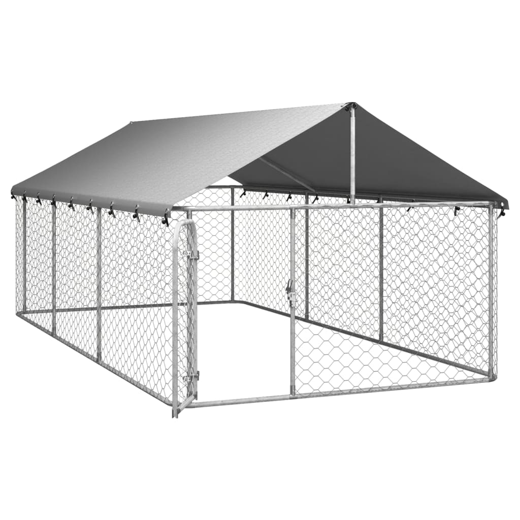 Outdoor-Hundezwinger mit Dach 400x200x150 cm