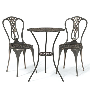 3-tlg. Bistro-Set Aluminiumguss Bronzen