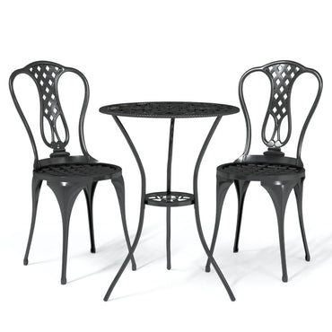 3-tlg. Bistro-Set Aluminiumguss Schwarz