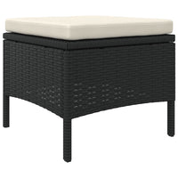 Gartensofa 2-Sitzer mit Tisch und Hockern Schwarz Poly Rattan