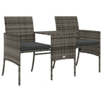 Gartensofa 2-Sitzer mit Tisch und Hockern Grau Poly Rattan