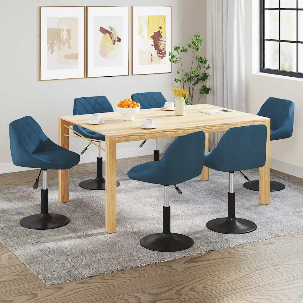 Esszimmerstühle 6 Stk. Drehbar Blau Samt