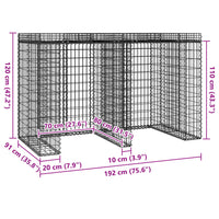 Gabionen-Mülltonnenbox 192x91x120 cm Verzinktes Eisen