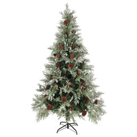 Weihnachtsbaum mit Zapfen Grün und Weiß 195 cm PVC & PE