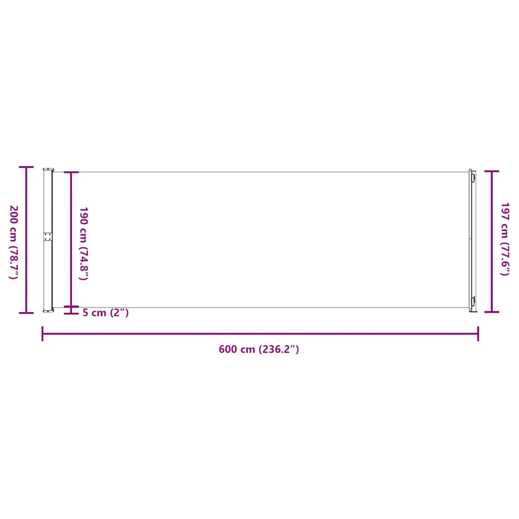 Seitenmarkise Ausziehbar 200x600 cm Rot