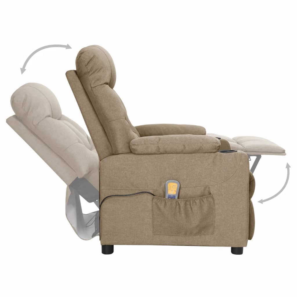 Massagesessel mit Aufstehhilfe Taupe Stoff