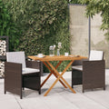 3-tlg. Garten-Essgruppe mit Kissen Braun