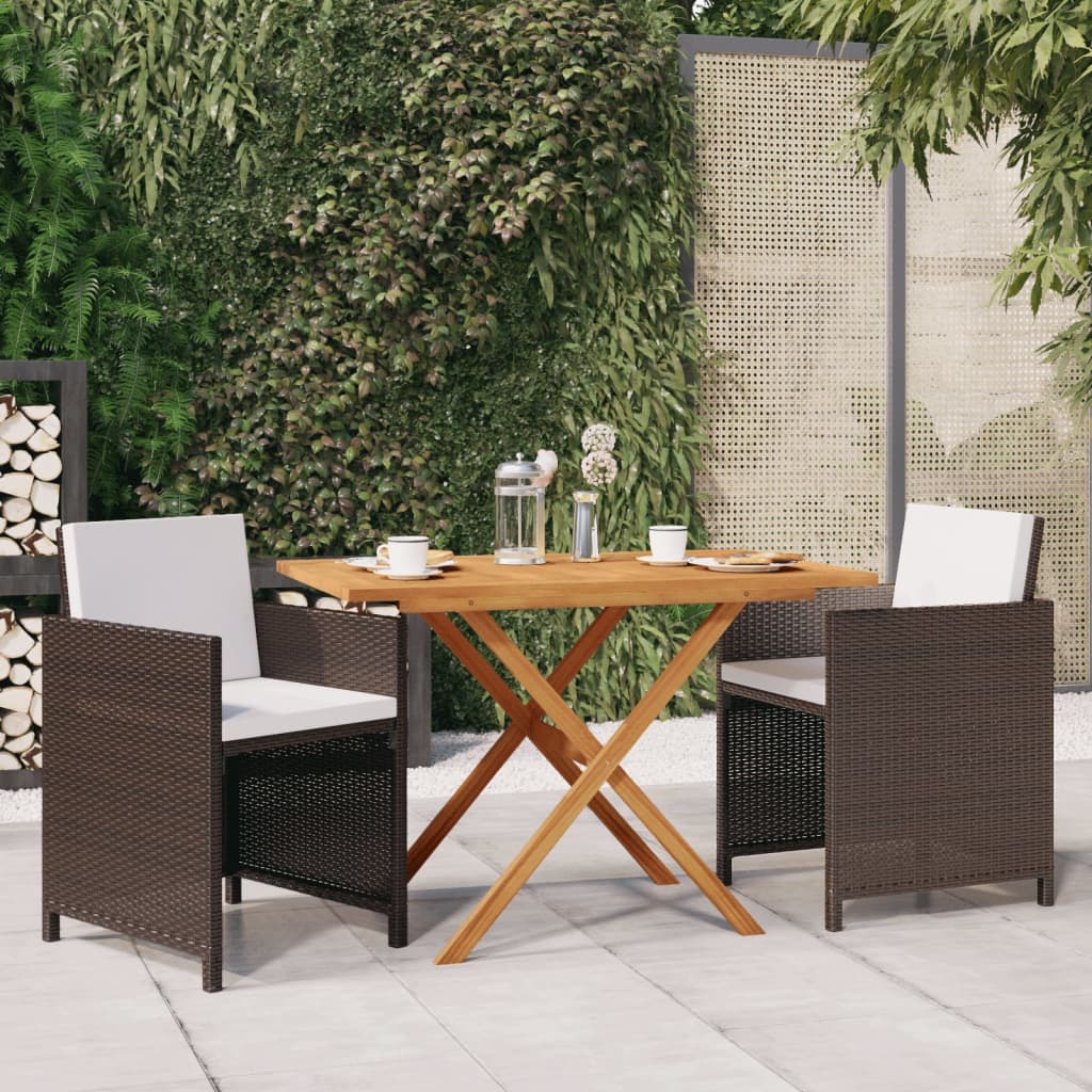 3-tlg. Garten-Essgruppe mit Kissen Braun