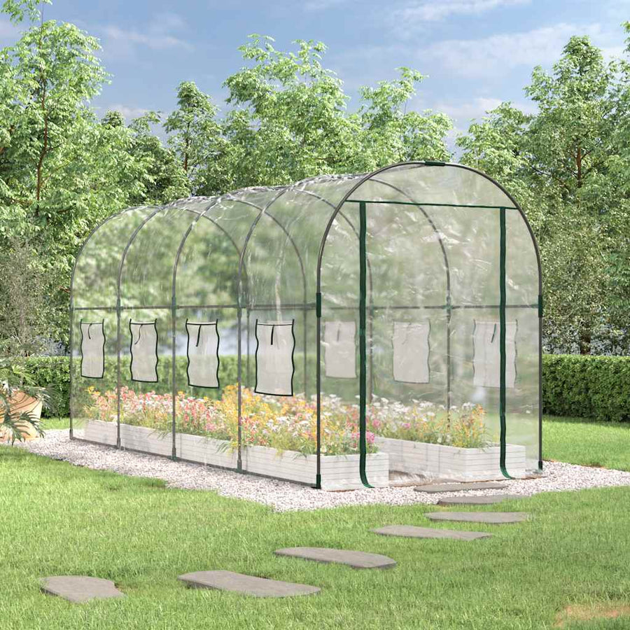 vidaXL Gewächshaus Transparent 160x400x190 cm PVC & Stahl