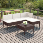 5-tlg. Garten-Lounge-Set mit Auflagen Poly Rattan Braun