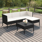 5-tlg. Garten-Lounge-Set mit Auflagen Poly Rattan Schwarz