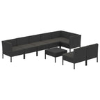 9-tlg. Garten-Lounge-Set mit Auflagen Poly Rattan Schwarz