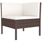 10-tlg. Garten-Lounge-Set mit Auflagen Poly Rattan Braun