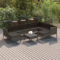 10-tlg. Garten-Lounge-Set mit Auflagen Poly Rattan Grau