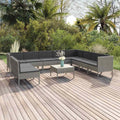 11-tlg. Garten-Lounge-Set mit Auflagen Poly Rattan Grau