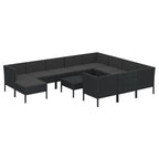 12-tlg. Garten-Lounge-Set mit Auflagen Poly Rattan Schwarz