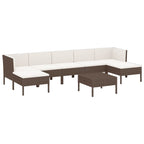 8-tlg. Garten-Lounge-Set mit Auflagen Poly Rattan Braun
