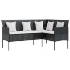 Sofa in L-Form mit Kissen Poly Rattan Schwarz